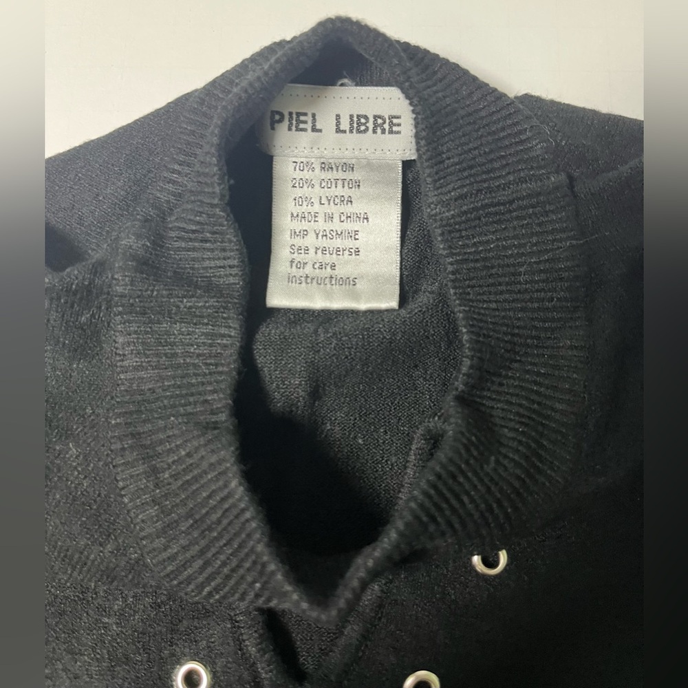 VTG Piel Libre Black Eyelet Lace-Up Sleeveless Top ✦ Grunge Y2K Indie Small - Picture 4 of 5